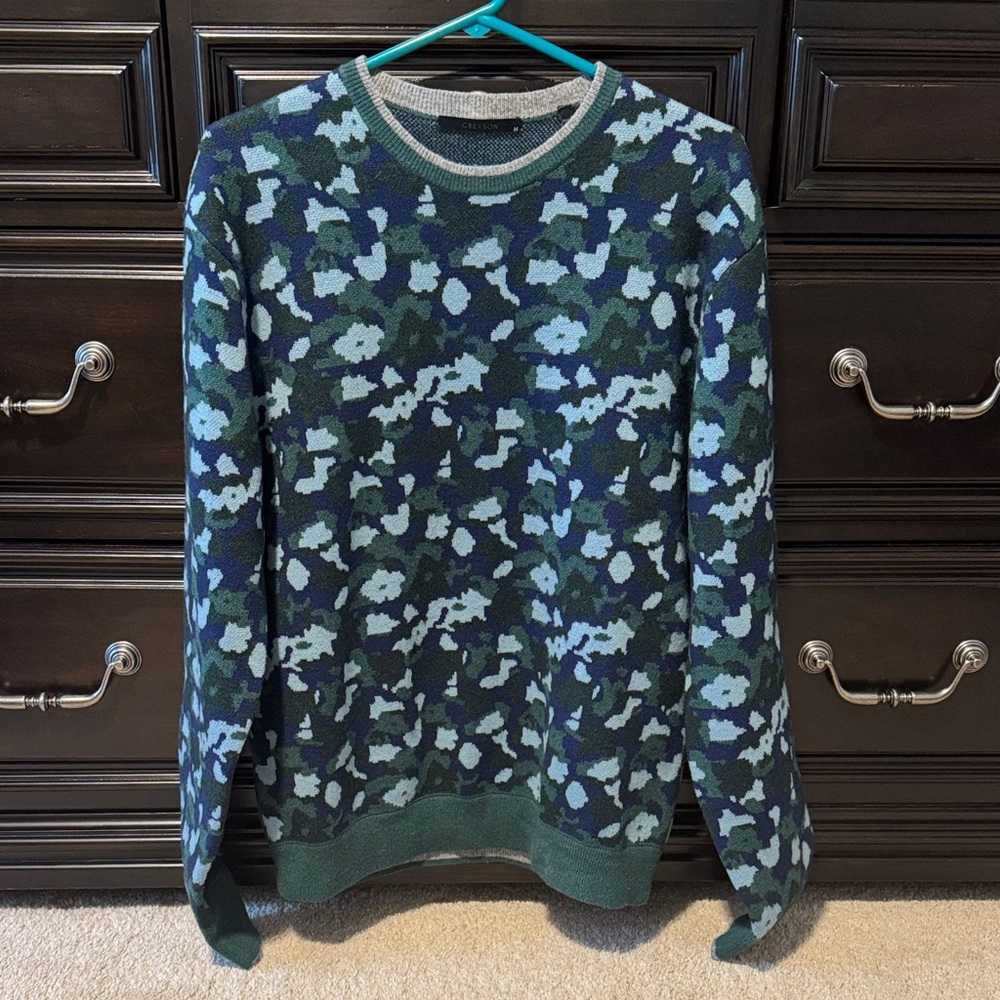 Men's Greyson cashmere Camouflage Sweater - Green and Blue